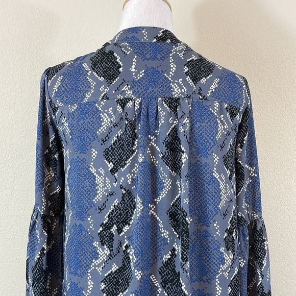 Buddy Love Blue Bishop Sleeve Mock Neck Dress Small - Picture 5 of 10